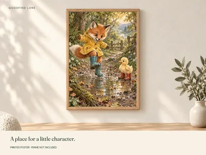 Puddle Fox shown in a frame; frame not included