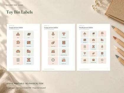 Toy Bin Labels — product preview · digital files only