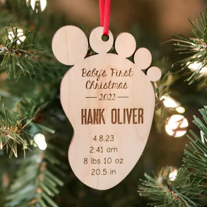 Baby's First Christmas Footprint Ornament — official Smiling Tree product photograph