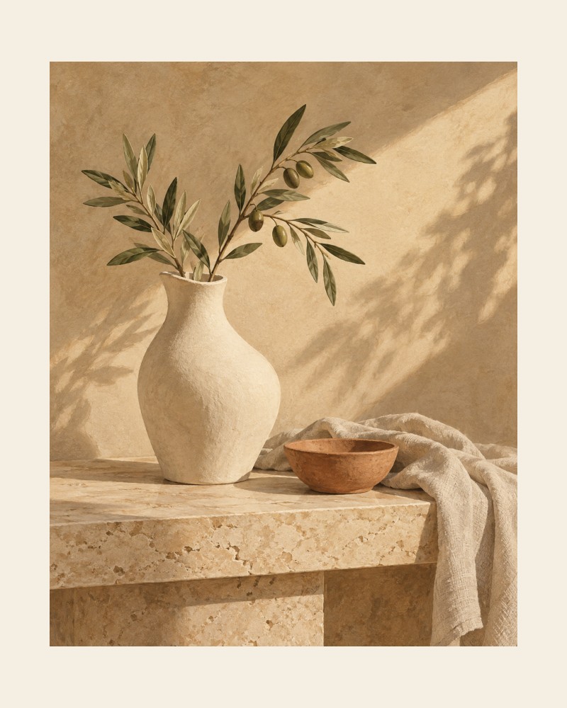 Original unframed print layout for digital art still olive