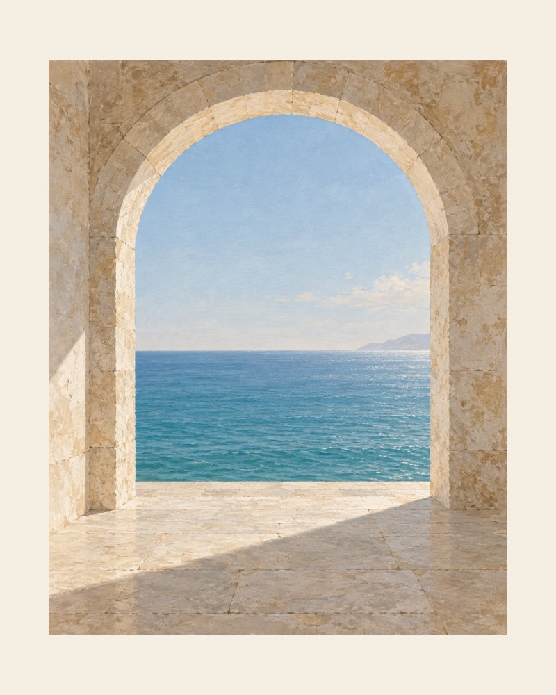 Original unframed print layout for digital art through the arch