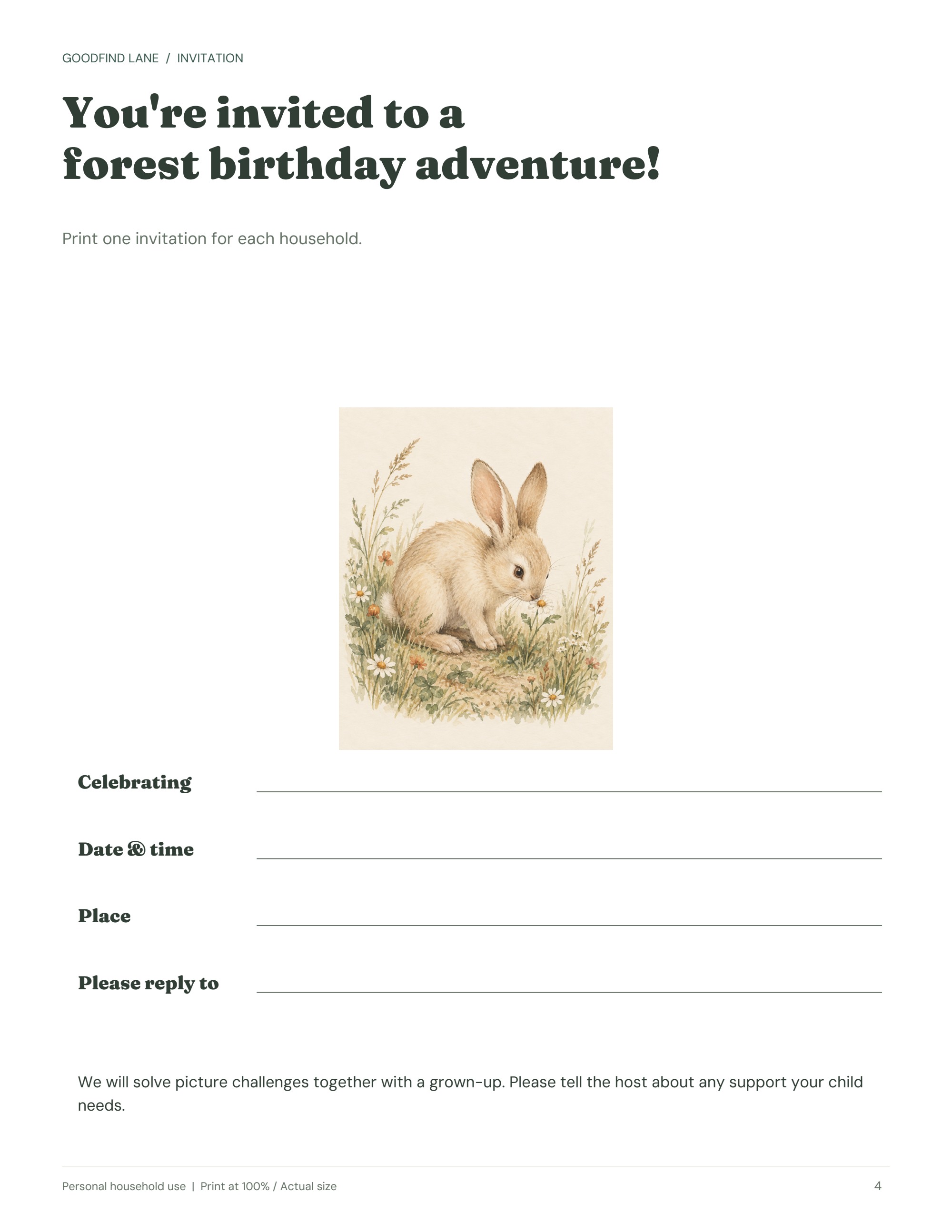 Forest Friends Birthday Hunt — sample page 4