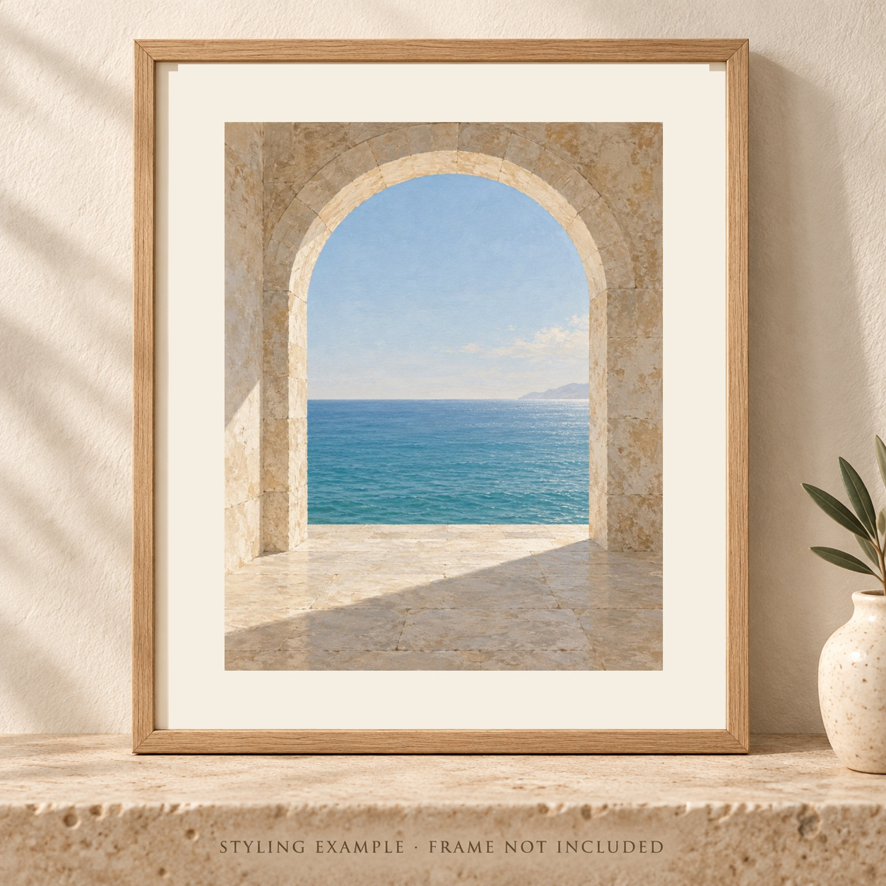 Through the Arch in a close framed styling mockup; frame not included