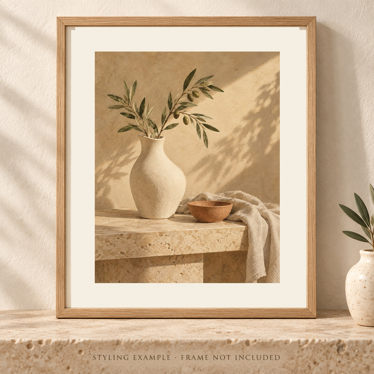 Still Olive in a close framed styling mockup; frame not included