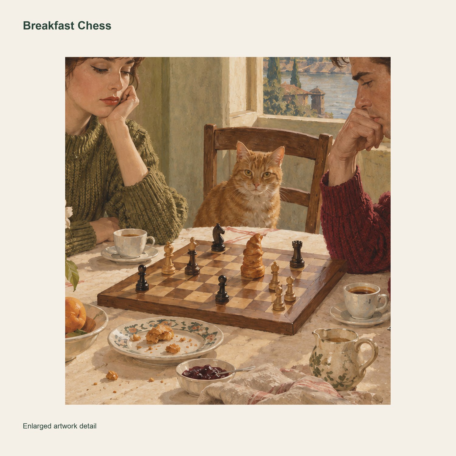 Breakfast Chess — artwork detail and printed signature