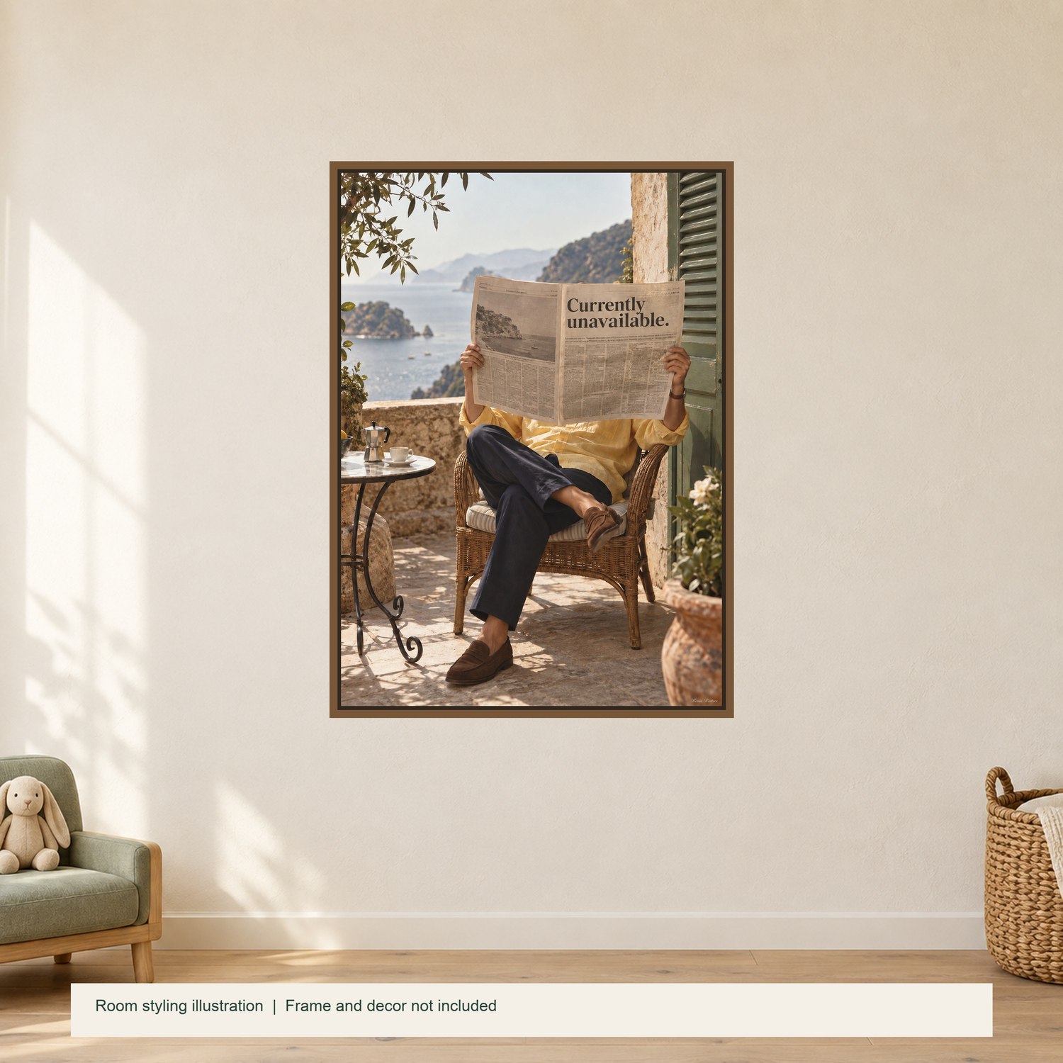 Currently Unavailable — illustrative room styling; frame not included