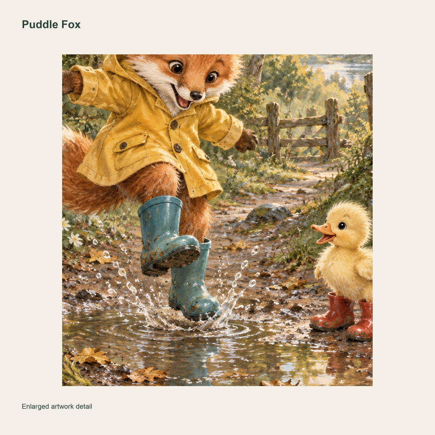 Puddle Fox — artwork detail and printed signature
