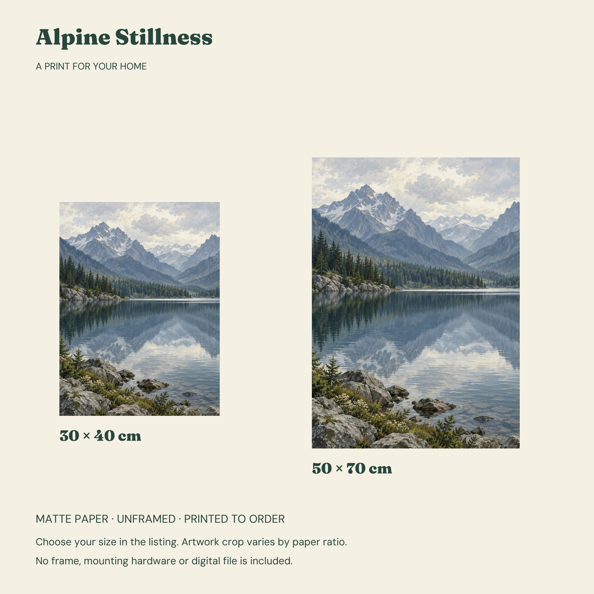 Alpine Stillness — 30 × 40 cm or 50 × 70 cm layouts without frames