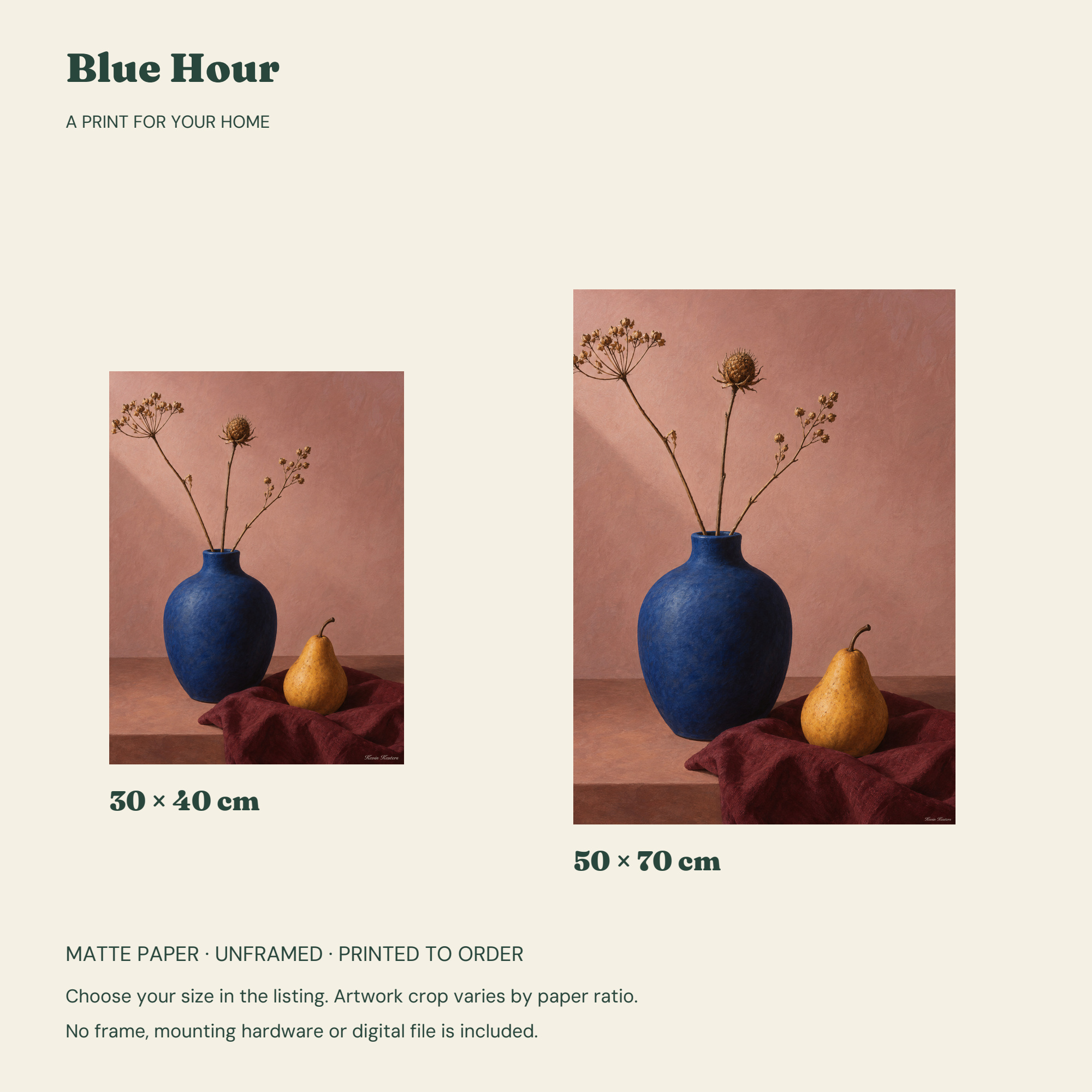 Blue Hour — 30 × 40 cm or 50 × 70 cm layouts without frames