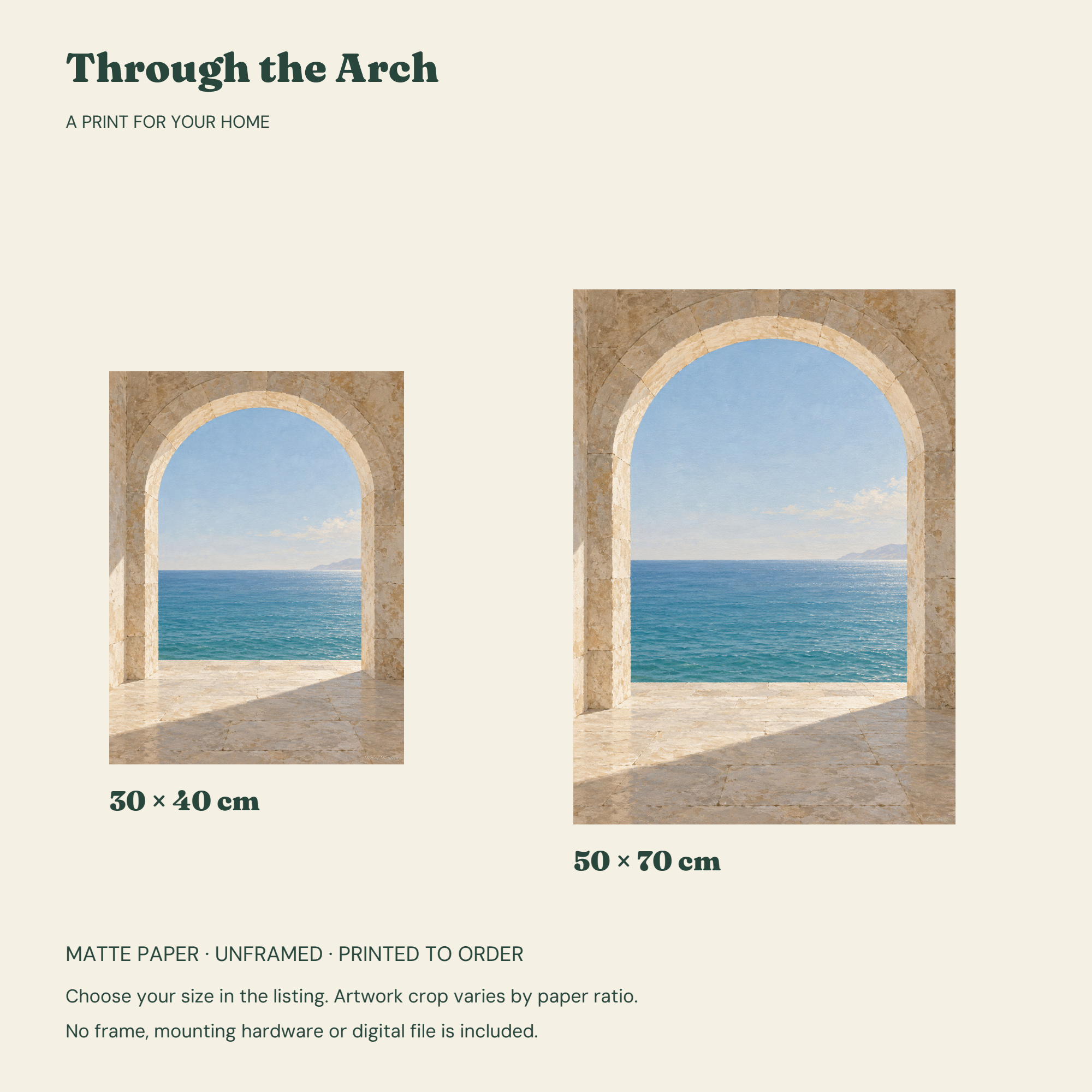 Through the Arch — 30 × 40 cm or 50 × 70 cm layouts without frames